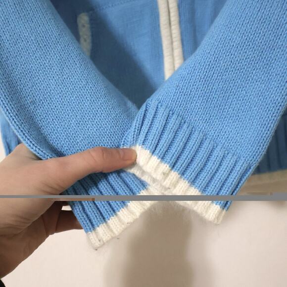 Vintage Quacker Factory Snowman Lamsbwool Blue Full Zip Sweater S Christmas - Picture 2 of 9